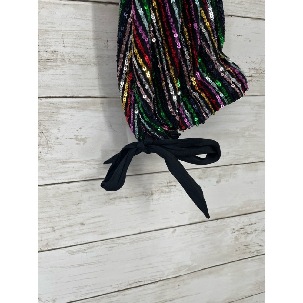 Free People Midnight City Rainbow Combo Sequin Mock Neck Top Size S NWT - Picture 7 of 12